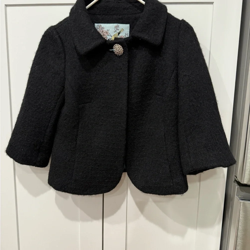 Anthropologie Tabitha Elegant Black Cropped Jacket - Picture 4 of 7